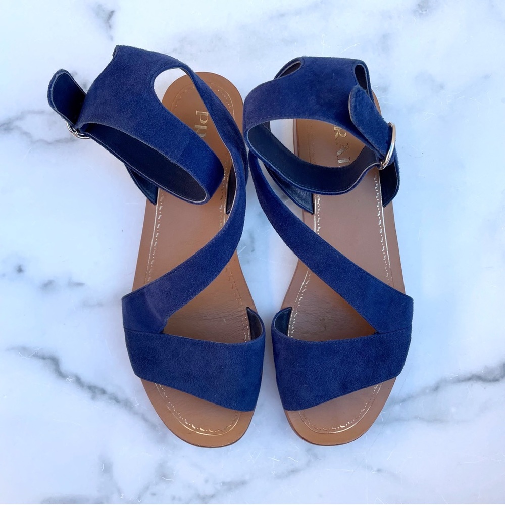 Prada navy suede ankle-wrap sandal size IT 36.5 US 6.5 - Picture 8 of 14